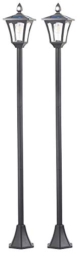 Royal Gardineer Solar Mastleuchte: 2er-Set Solar-LED-Gartenlaternen, PIR-Sensor, Dämmerungssensor, 300 lm (Mastleuchte mit Bewegungsmelder, LED Mastleuchten Solar, Beleuchtung) von Royal Gardineer