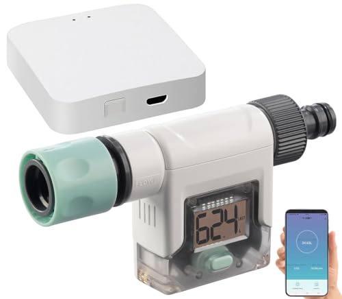 Royal Gardineer Garten-Wasser-Zähler: Smarter Wasserzähler für Gartenschlauch, mit WLAN-Gateway und App (Digitaler Wasserzähler WLAN, Gateway Bluetooth, Waschmaschine) von Royal Gardineer