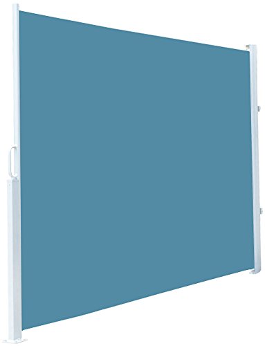 Royal Gardineer Sichtschutzrollo Garten: Seitenmarkise 120 x 200 cm, für Garten, Balkon und Terrasse, blau (Sichtschutzrollo Terrasse, Sichtschutz Balkon, Wandhalterung) von Royal Gardineer