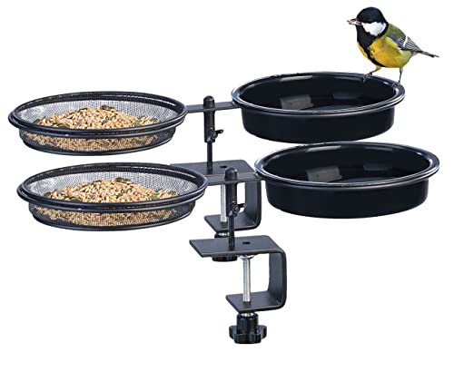 Royal Gardineer Vogelfutterbars: 2er-Set 2in1-Vogeltränke und Futterstation mit Klemmhalterung (Vogelfutter Stationen, Vogel Futterplatz) von Royal Gardineer