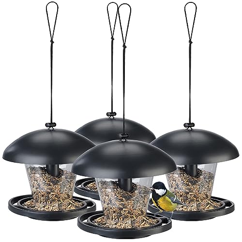 Royal Gardineer Futterhaus: 4er-Set wetterfeste Vogelfutterhäuser zum Aufhängen (Futter Vogelhaus, Vogel-Futterhäuser, Schnee) von Royal Gardineer