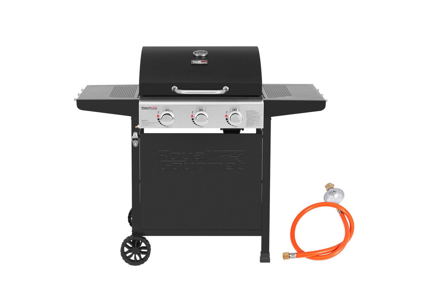 Royal Gourmet Gasgrill Grillwagen 3 Brenner 9 kW Camping Gaskocher mit Kochplatte, Gartengrill mit Flaschenöffner, 121,6x57,8x105cm Royal Gourmet Gasgrill Grillwagen 3 Brenner 9 kW Camping Gaskocher mit Kochplatte, Gartengrill mit Flaschenöffner, 121,6x57,8x105cm von Royal Gourmet