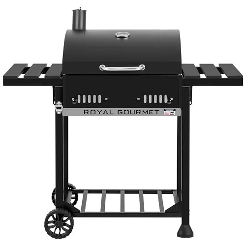 Royal Gourmet Holzkohlegrill Grillwagen mit klappbaren Seitenablagen, Smoker Standgrill mit Decekl, Thermometer, Kohlegrill Schwarz Royal Gourmet Holzkohlegrill Grillwagen mit klappbaren Seitenablagen, Smoker Standgrill mit Decekl, Thermometer, Kohlegrill Schwarz von Royal Gourmet