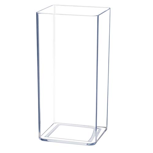 Flower Vase Acrylic Square - Decorative Centerpiece for Home or Wedding - Non Breakable Plastic, 5" X10 Tall Cube - Clear von Royal Imports