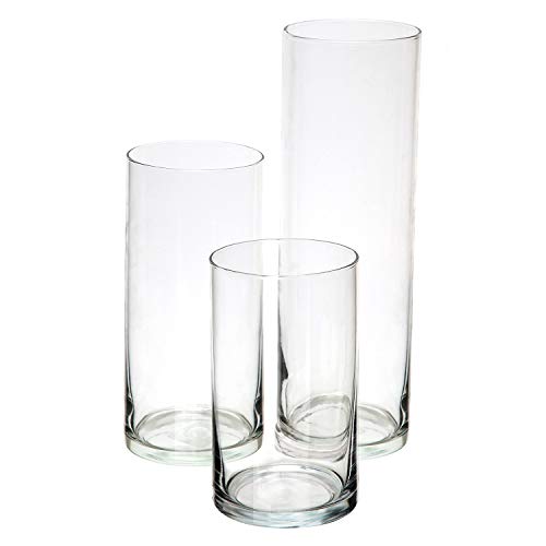 Royal Imports Vase dekorative Glaszylinder Mittelachse für den Haushalt oder Hochzeit 3er Set ohne Kerzen Claro von Royal Imports