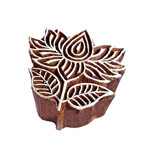 Arty Crafty Blumen Entwürf Lotus Hölzern Stempel für Drucken - DIY Henna Stoff Textil Papier Ton Keramik Blocke Druck Stempel von Royal Kraft