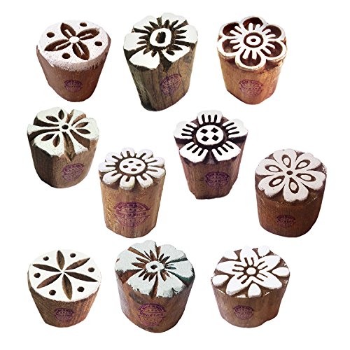 Royal Kraft Henna Druck Blöck Orientalisch Klein Blumen Runden Muster Holz Stempel (Set von 10) von Royal Kraft