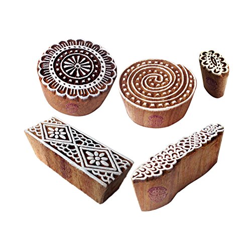 Royal Kraft Indisch Designs Spiral und Runden Holz Stempel für Drucken (Set von 5) von Royal Kraft