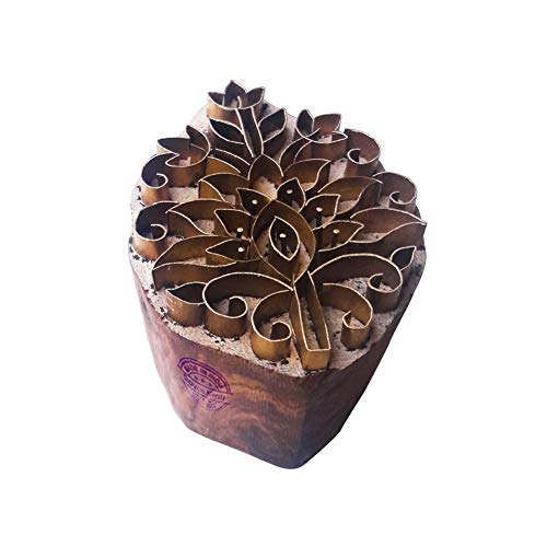 Indisch Drucken Stempel Messing Blumen Designs Hölz Keramik Blöcke von Royal Kraft
