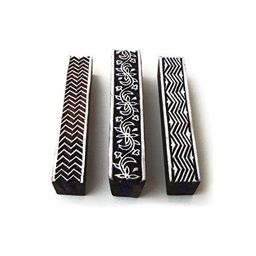 Indisch Rand und Zig Zag Muster Holz Drucken Stempel (Set von 3) von Royal Kraft