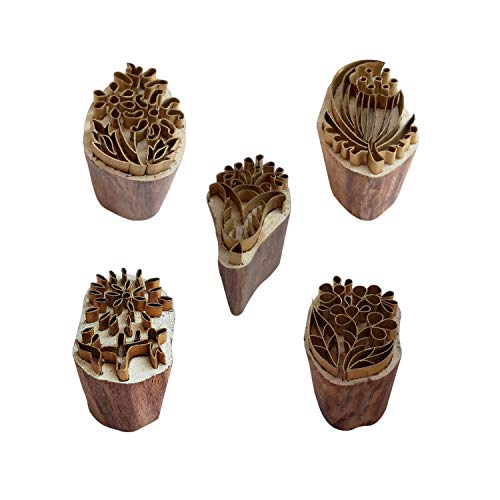Royal Kraft Blumen Messing Holz druck stempel (Set von 5) - DIY Stoff, Ton, Keramik blöcke BHtag0051 von Royal Kraft