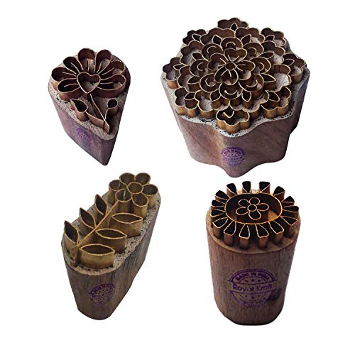 Royal Kraft Blumen Messing Holz Stempel (Set von 4) - DIY Ton, Keramik Blöcke BHtag0004 von Royal Kraft