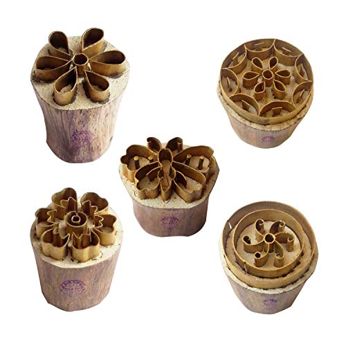 Royal Kraft Blumen Messing Holz Stempel (Set von 5) - DIY Ton, Keramik Blöcke BHtag0013 von Royal Kraft