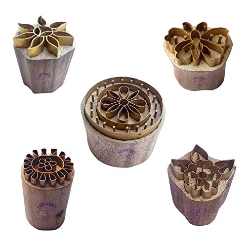 Royal Kraft Blumen Messing Holz Stempel (Set von 5) - DIY Ton, Keramik Blöcke BHtag0039 von Royal Kraft