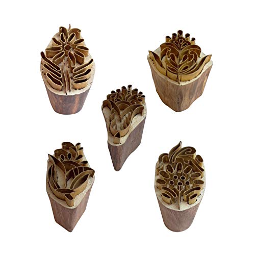 Royal Kraft Blumen Messing Holz druck stempel (Set von 5) - DIY Stoff, Ton, Keramik blöcke BHtag0080 von Royal Kraft
