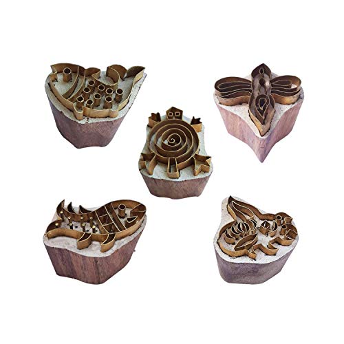 Royal Kraft Fisch Messing Holz druck stempel (Set von 5) - DIY Stoff, Ton, Keramik blöcke BHtag0050 von Royal Kraft
