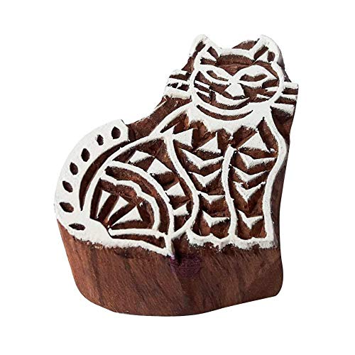 Handgeschnitzt Holz Stempel Katze Muster Drucken Blöcke - DIY Henna Stoff Textil Papier Ton Keramik Blocke Druck Stempel von Royal Kraft