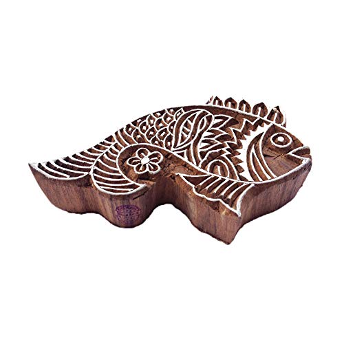 Jaipuri Drucken Blöcke Fisch Gestalten Holz Stempel - DIY Henna Stoff Textil Papier Ton Keramik Blocke Druck Stempel von Royal Kraft