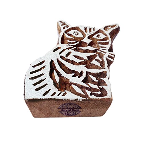 Royal Kraft Kreativ Katze Tier Gestalten Holz Drucken Textil Blöck - DIY Henna Stoff Textil Papier Ton Keramik Blocke Druck Stempel von Royal Kraft