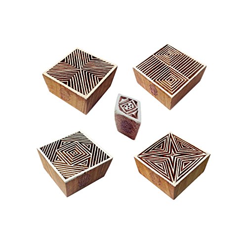 Original Gestalten Linie und Geometrisch Holz Stempel für Drucken (Set von 5) von Royal Kraft