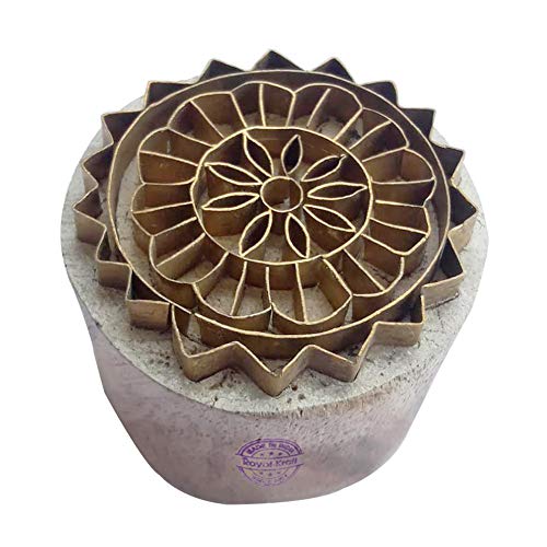 Royal Kraft Runden Messing Holzstempel für den Blockdruck auf Ton, Keramik, Stoff BBtag006 von Royal Kraft
