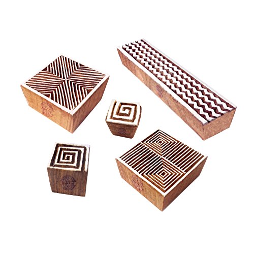 Royal Kraft Schick Entwürfe Zickzack und Geometrisch Hölzern Stempel für Drucken (Set von 5) von Royal Kraft