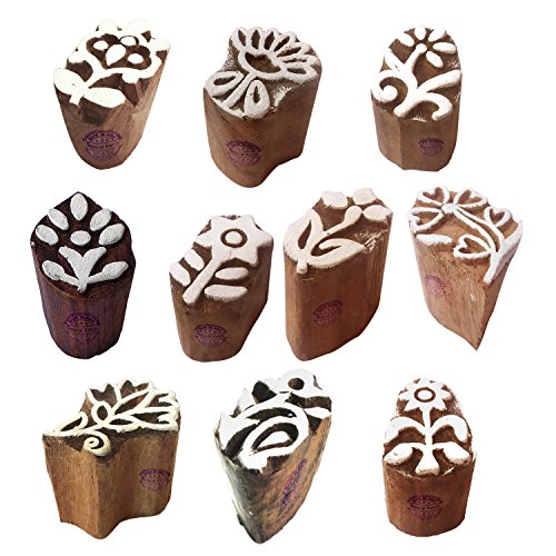 Stoff Holz Stempel Innovativ Klein Blumen Muster Druck Blöcke (Set von 10) von Royal Kraft