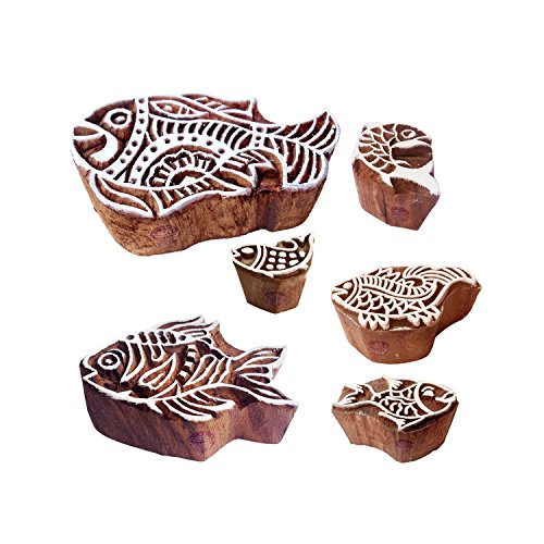 Royal Kraft Töpferei Holzdruck Exquisit Fisch Gestalten Stempel Blöcke (Set von 6) von Royal Kraft