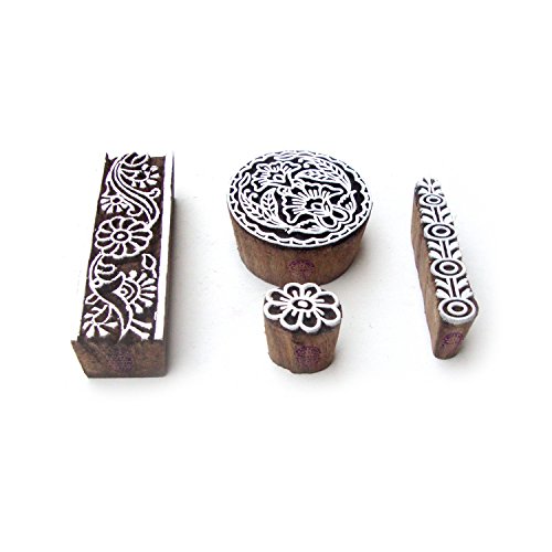 Runden und Rand Elegant Entwürfe Blöcke Drucken Holz Stempel (Set von 4) von Royal Kraft