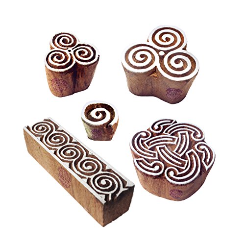 Städtisch Gestalten Spiral und Spiral Holz Drucken Stempel (Set von 5) von Royal Kraft