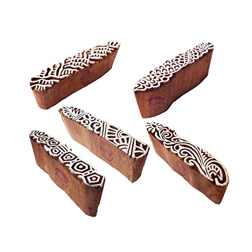 Töpferei Drucken Stempel Jaipuri Rand Gestalten Holzblöcke (Set von 5) von Royal Kraft