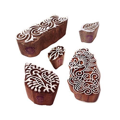 Töpferei Holzblöck Exquisit Blumen Gestalten Drucken Stempel (Set von 5) von Royal Kraft