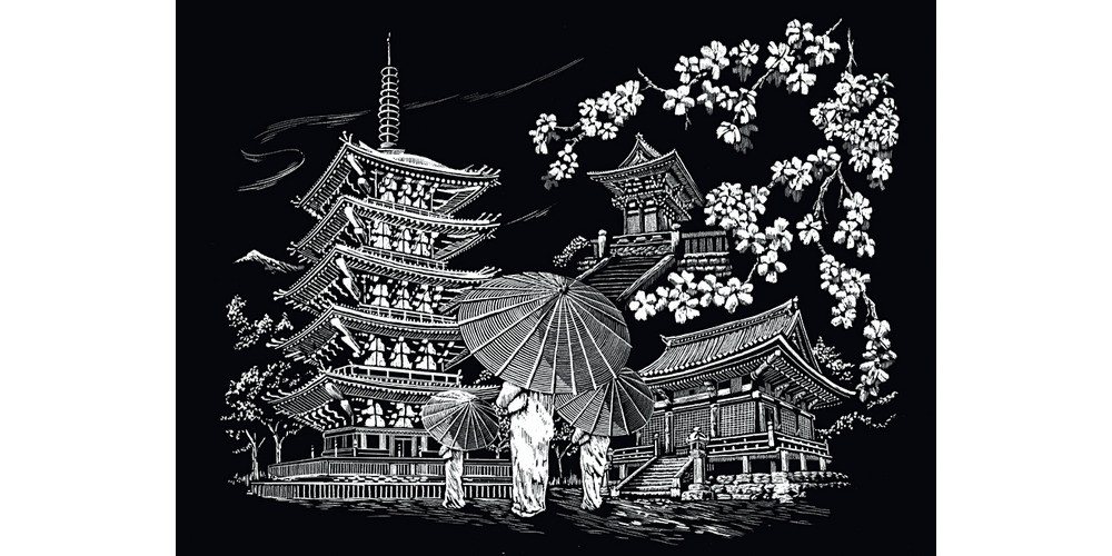 Royal Langnickel Kunstdruck Famous Places Kyoto Temple, 28 x 39 cm von Royal Langnickel