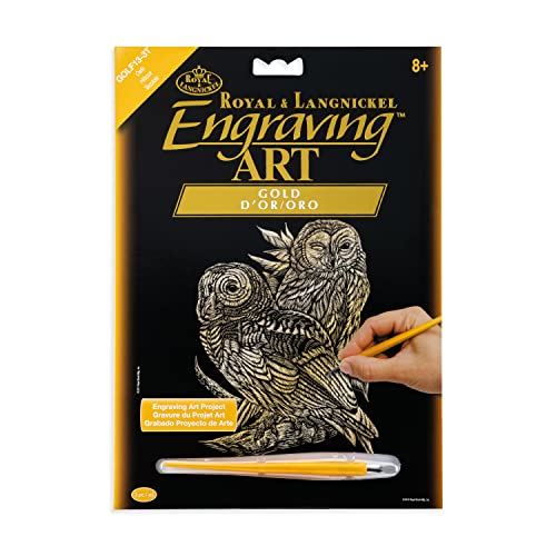 Royal & Langnickel GOLF13 - Engraving Art/Kratzbilder, DIN A4, Eulen, gold von Royal & Langnickel