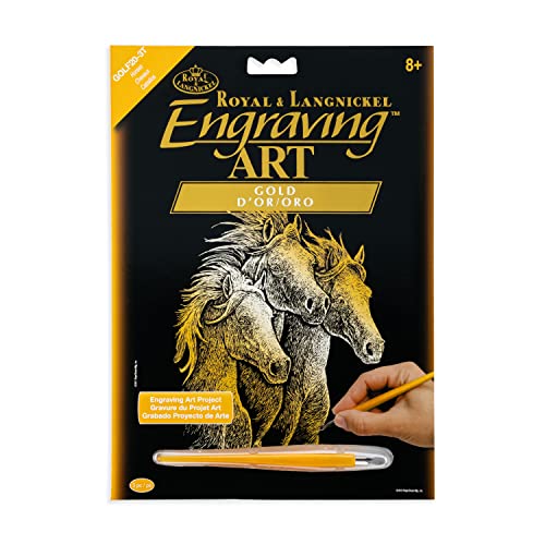 Royal & Langnickel GOLF20 - Engraving Art/Kratzbilder, DIN A4, Pferde, gold von Royal & Langnickel