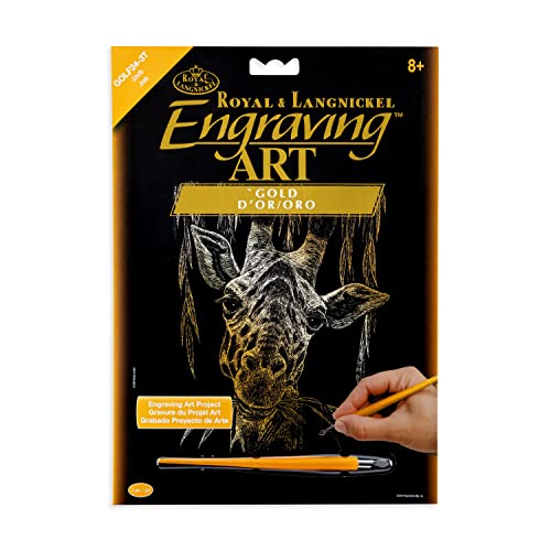 Royal & Langnickel GOLF24 - Engraving Art/Kratzbilder, DIN A4, Giraffe, gold von Royal & Langnickel