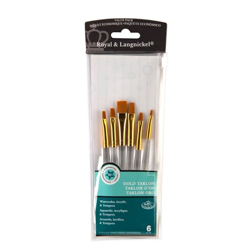 Royal & Langnickel RSET-9159 - Gold Taklon 6-teiliges Flach-Pinsel Set von Royal & Langnickel