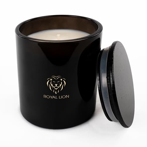 ROYAL LION Duftkerze im Glas mit Holzdeckel - 75h Brenndauer - Aromatherapie - 300g Vegane Handgemachte Natürliche Sojawachs Kerze mit edlen Düften von Zitrus, Jasmin und Salbei (ENERGY) von Royal Lion