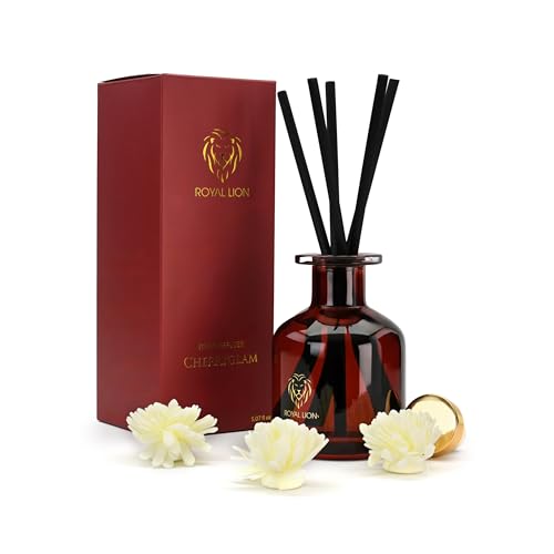 ROYAL LION Reed Diffuser 150ml - Aroma Diffuser - Raumduft Stäbchen - Lufterfrischer mit Duftstäbchen für die Wohnung (Rot: Duft CherryGlam) von Royal Lion