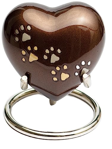 Royal Rapture Urn for Ashes Paw Heart Funeral Cremation Memorial Keepsake Pet Dog Cat |with Stand (Brown 3") RHP01-04 von Royal Rapture