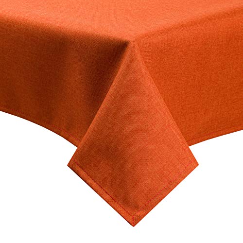 Royal Schneider Tischdecke Tischtuch Tischläufer Tischwäsche Gastronomie Leinen Optik Kollektion einfarbig pflegeleicht waschbar eckig rund oval NEU!, Orange - 5509, Tischdecke - 130x130cm von Royal Schneider