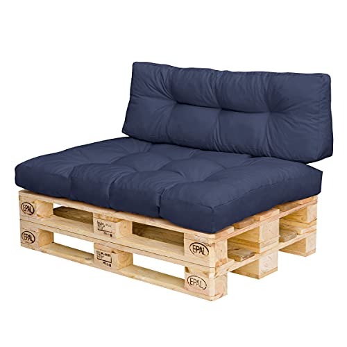 Royal Schneider Palettenkissen Set Palettensofa Palettenpolster 120x80cm 6R LS Sitzkissen Rückenkissen, 2er Set, 500-04 Navy von Royal Schneider