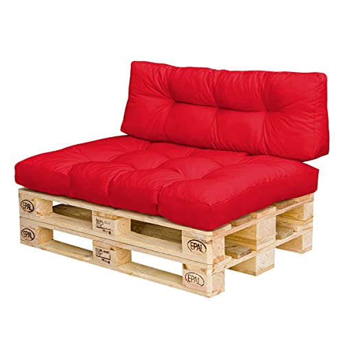 Royal Schneider Palettenkissen Set Palettensofa Palettenpolster 120x80cm 6R LS Sitzkissen Rückenkissen, 2er Set, 500-11 Dunkelrot von Royal Schneider