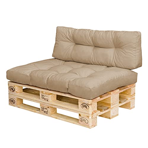 Royal Schneider Palettenkissen Set Palettensofa Palettenpolster 120x80cm 6R LS Sitzkissen Rückenkissen, 2er Set, 500-21 Cappuccino von Royal Schneider