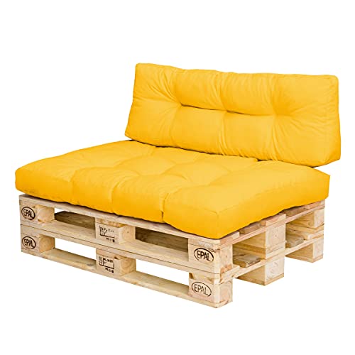 Royal Schneider Palettenkissen Set Palettensofa Palettenpolster 120x80cm 6R LS Sitzkissen Rückenkissen, 2er Set, 500-40 Gelb von Royal Schneider