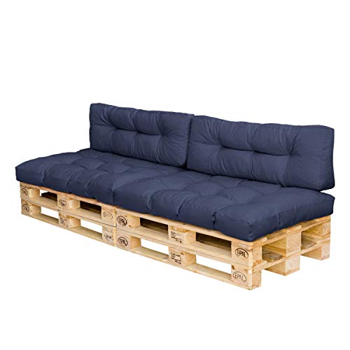 Royal Schneider Palettenkissen Set Palettensofa Palettenpolster 120x80cm 6R LS Sitzkissen Rückenkissen, 4er Set, 500-04 Navy von Royal Schneider