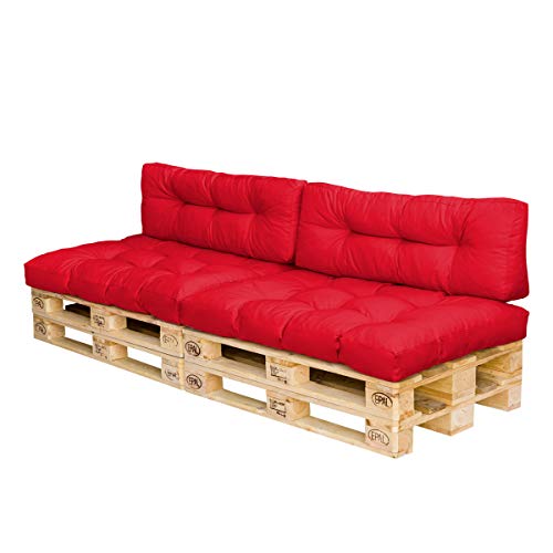 Royal Schneider Palettenkissen Set Palettensofa Palettenpolster 120x80cm 6R LS Sitzkissen Rückenkissen, 4er Set, 500-11 Dunkelrot von Royal Schneider