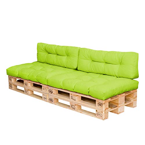 Royal Schneider Palettenkissen Set Palettensofa Palettenpolster 120x80cm 6R LS Sitzkissen Rückenkissen, 4er Set, 500-19 Grüner Apfel von Royal Schneider