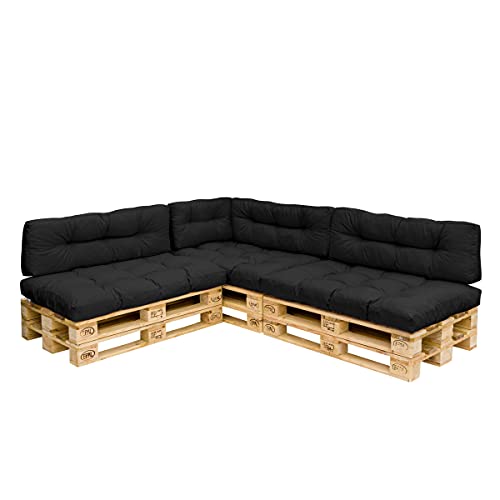 Royal Schneider Palettenkissen Set Palettensofa Palettenpolster 120x80cm 6R LS Sitzkissen Rückenkissen, 7er Set, 500-01 Schwarz von Royal Schneider