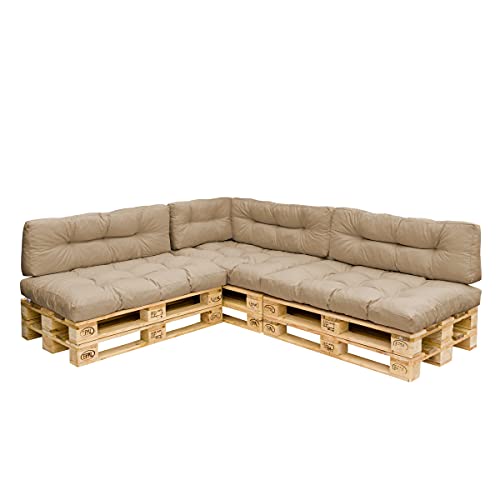 Royal Schneider Palettenkissen Set Palettensofa Palettenpolster 120x80cm 6R LS Sitzkissen Rückenkissen, 7er Set, 500-21 Cappuccino von Royal Schneider